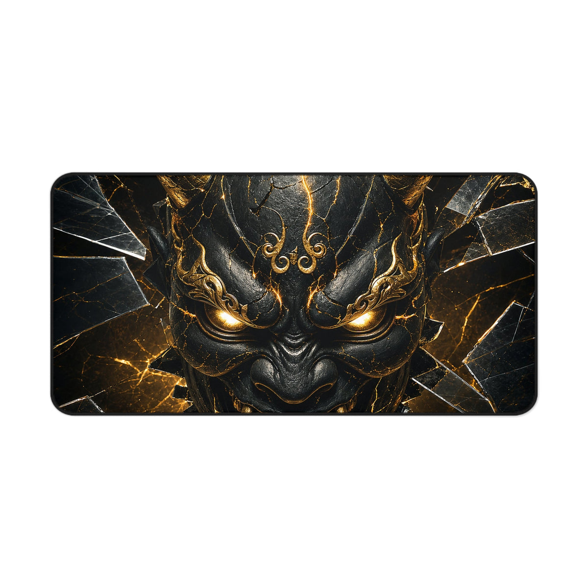 Oni Mask With Broken Glass - Sudoni Brand Gaming Desk Mat - Moikas
