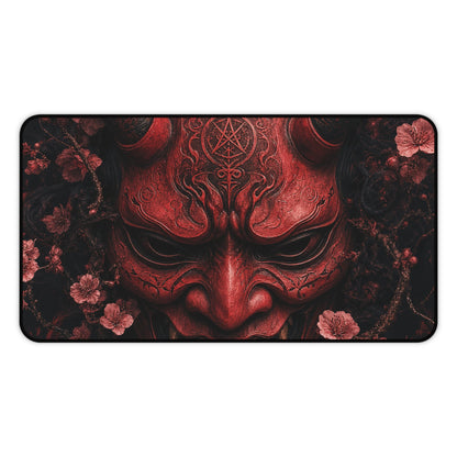 Oni Mask With Cherry Blossoms - Sudoni Brand Gaming Desk Mat - Moikas
