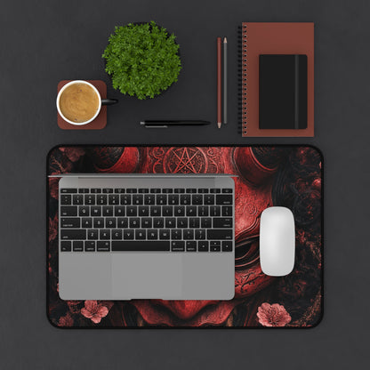 Oni Mask With Cherry Blossoms - Sudoni Brand Gaming Desk Mat - Moikas
