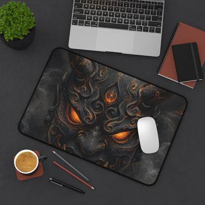 Oni Mask With Crescent Moon - Sudoni Brand Gaming Desk Mat - Moikas