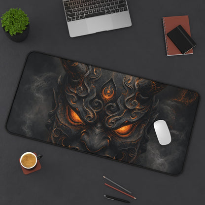 Oni Mask With Crescent Moon - Sudoni Brand Gaming Desk Mat - Moikas