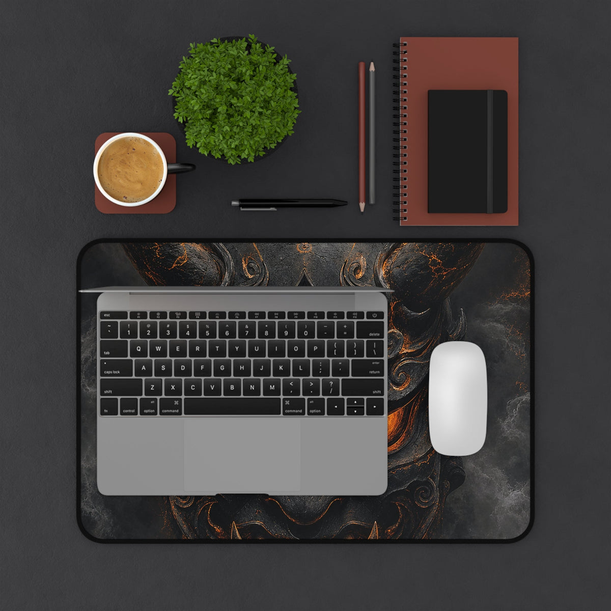 Oni Mask With Crescent Moon - Sudoni Brand Gaming Desk Mat - Moikas