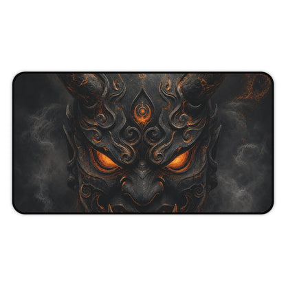Oni Mask With Crescent Moon - Sudoni Brand Gaming Desk Mat - Moikas