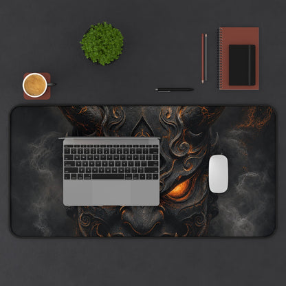 Oni Mask With Crescent Moon - Sudoni Brand Gaming Desk Mat - Moikas