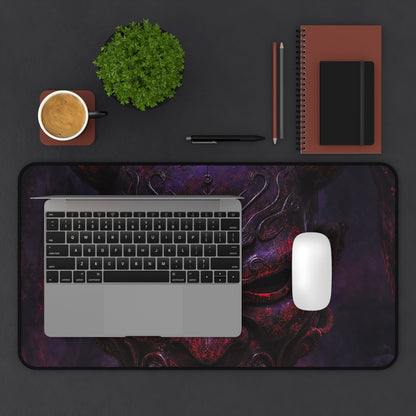 Oni Mask With Dark Forest Behind - Sudoni Brand Gaming Desk Mat - Moikas