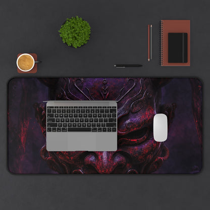 Oni Mask With Dark Forest Behind - Sudoni Brand Gaming Desk Mat - Moikas