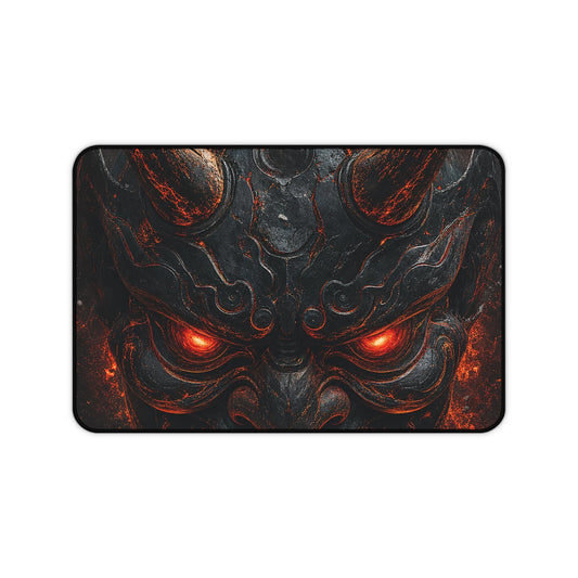 Oni Mask With Glowing Red Eyes - Sudoni Brand Gaming Desk Mat - Moikas