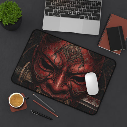 Oni Mask With Katanthrough It - Sudoni Brand Gaming Desk Mat - Moikas