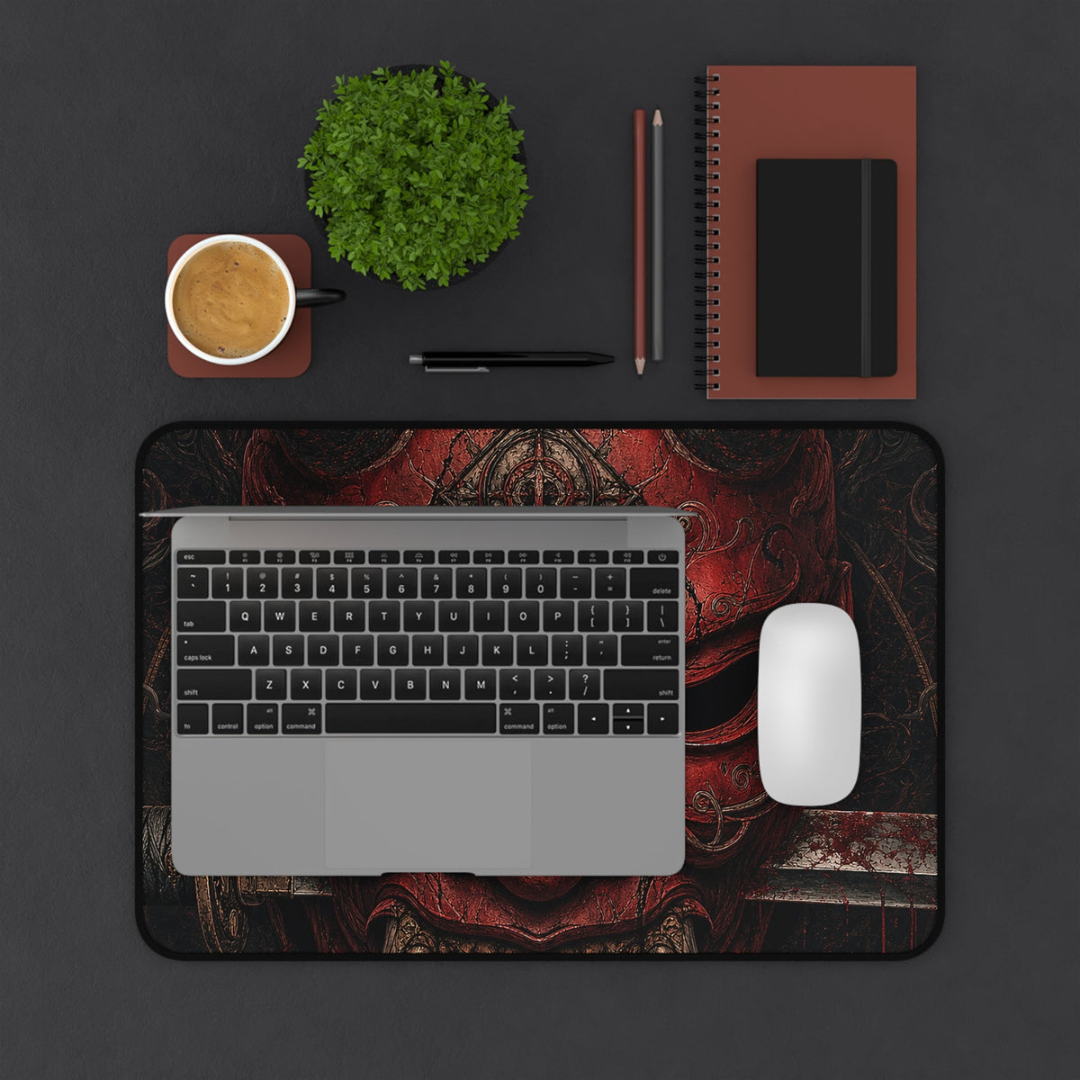 Oni Mask With Katanthrough It - Sudoni Brand Gaming Desk Mat - Moikas