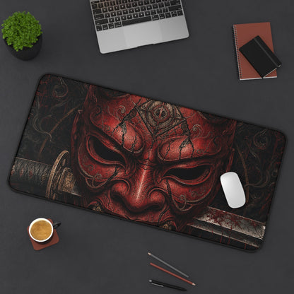 Oni Mask With Katanthrough It - Sudoni Brand Gaming Desk Mat - Moikas
