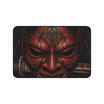 Oni Mask With Katanthrough It - Sudoni Brand Gaming Desk Mat - Moikas
