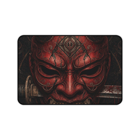 Oni Mask With Katanthrough It - Sudoni Brand Gaming Desk Mat - Moikas