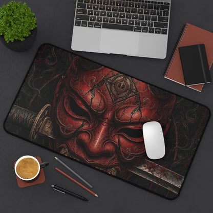 Oni Mask With Katanthrough It - Sudoni Brand Gaming Desk Mat - Moikas