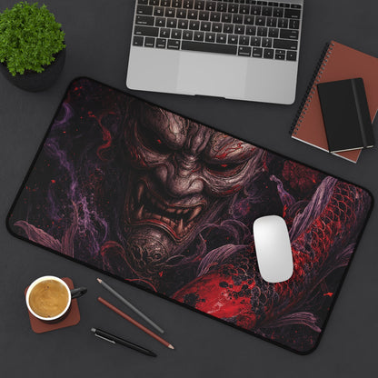 Oni Mask With Koi Fish - Sudoni Brand Gaming Desk Mat - Moikas
