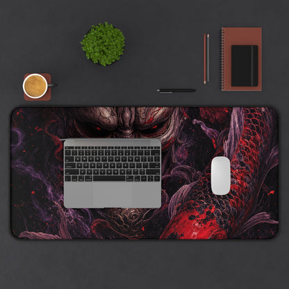 Oni Mask With Koi Fish - Sudoni Brand Gaming Desk Mat - Moikas