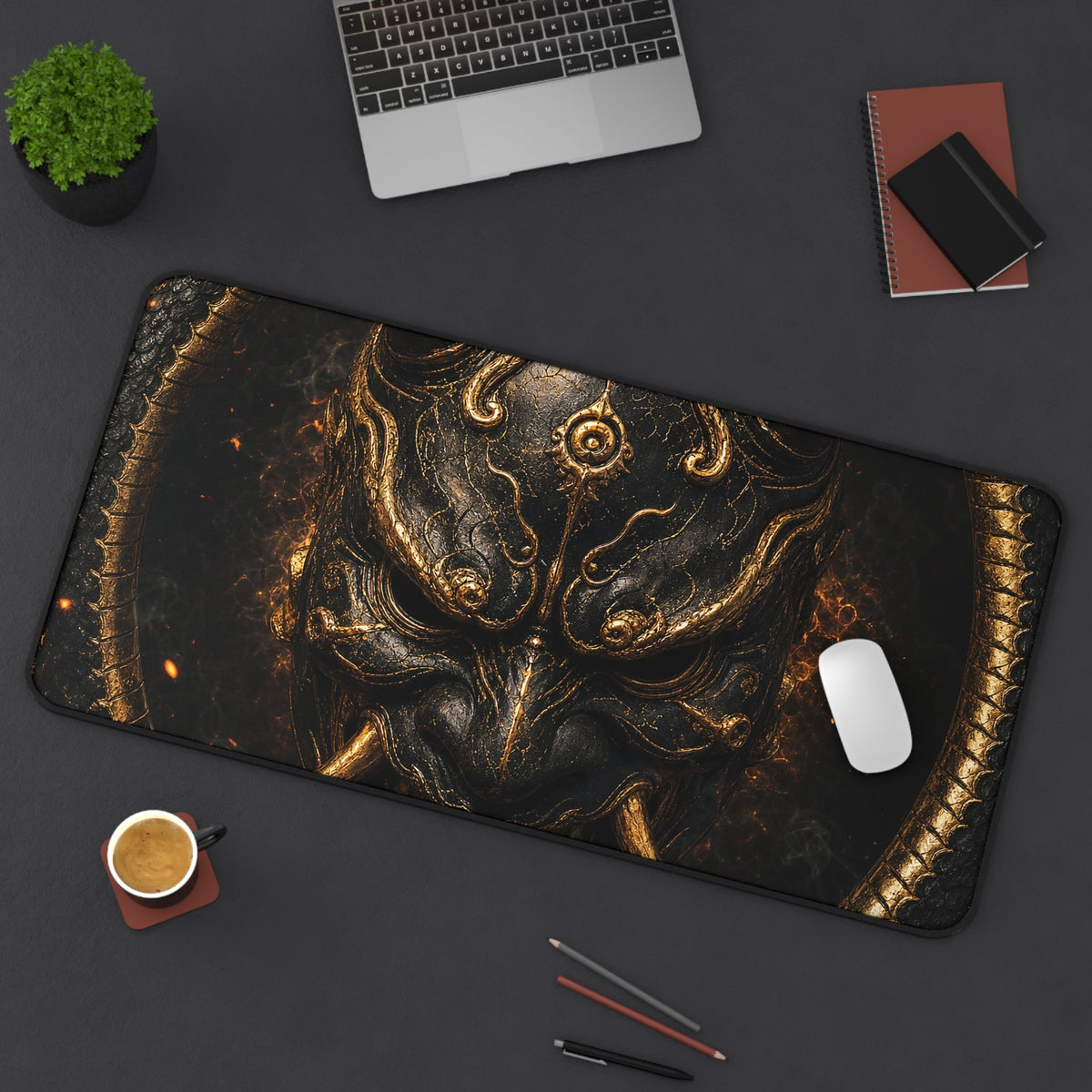 Oni Mask With Ouroboros - Sudoni Brand Gaming Desk Mat - Moikas