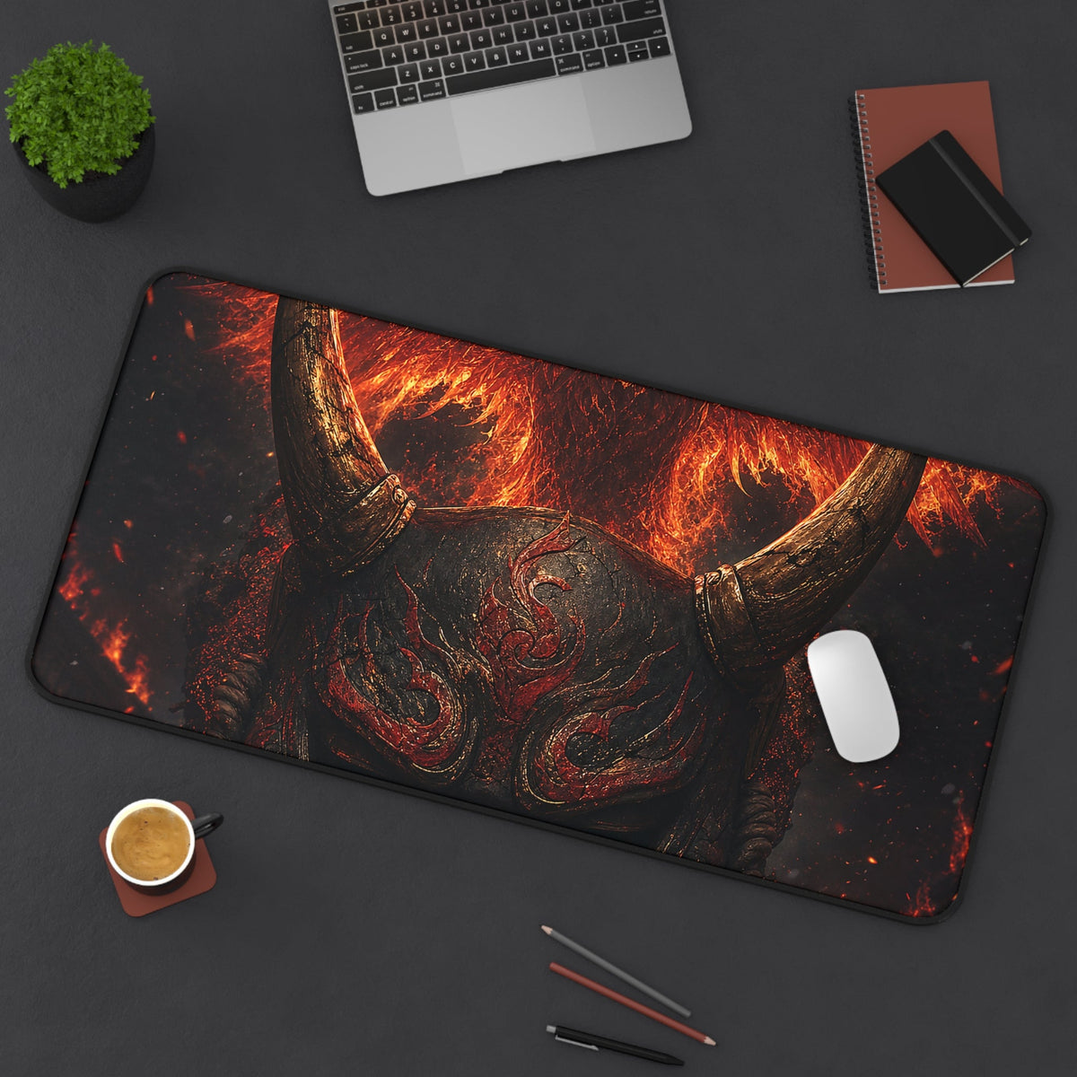 Oni Mask With Phoenix - Sudoni Brand Gaming Desk Mat - Moikas