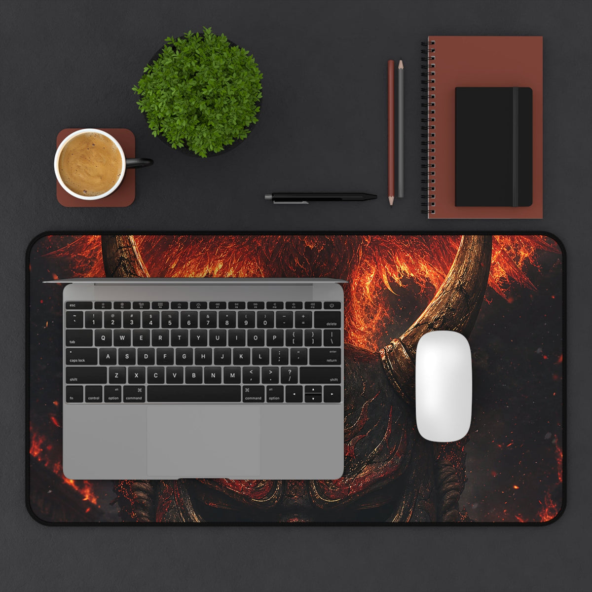 Oni Mask With Phoenix - Sudoni Brand Gaming Desk Mat - Moikas