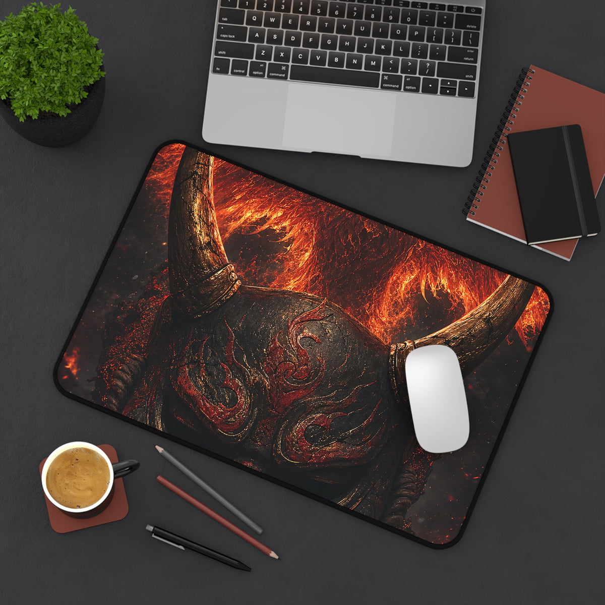 Oni Mask With Phoenix - Sudoni Brand Gaming Desk Mat - Moikas