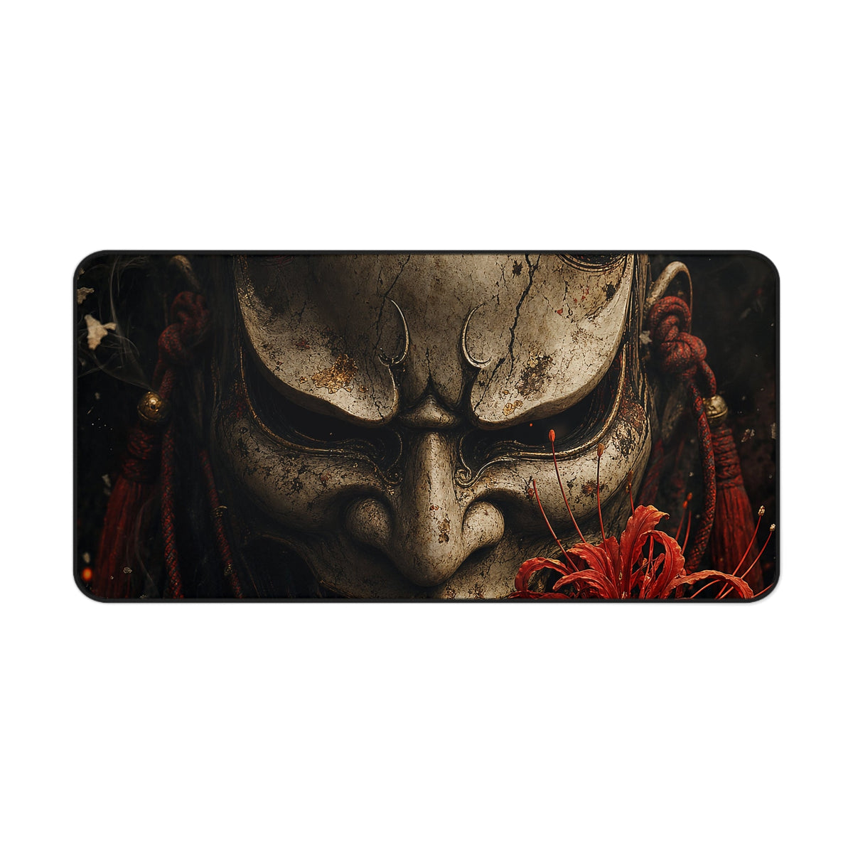 Oni Mask With Red Spider Lily - Sudoni Brand Gaming Desk Mat - Moikas
