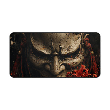 Oni Mask With Red Spider Lily - Sudoni Brand Gaming Desk Mat - Moikas