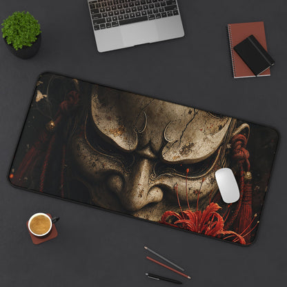 Oni Mask With Red Spider Lily - Sudoni Brand Gaming Desk Mat - Moikas