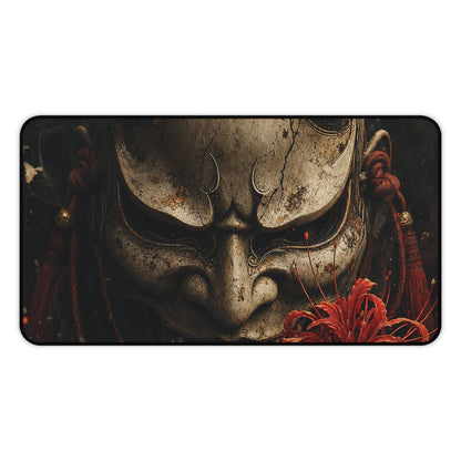 Oni Mask With Red Spider Lily - Sudoni Brand Gaming Desk Mat - Moikas