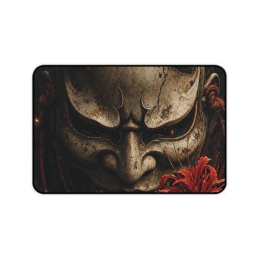 Oni Mask With Red Spider Lily - Sudoni Brand Gaming Desk Mat - Moikas