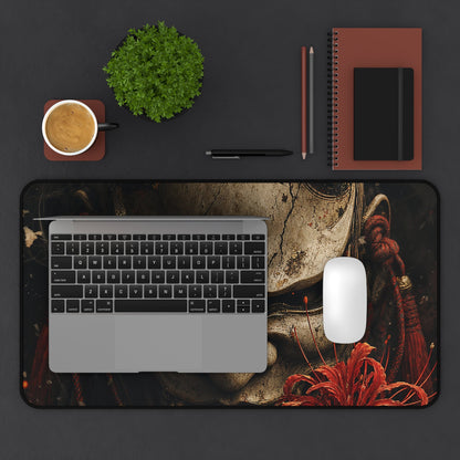 Oni Mask With Red Spider Lily - Sudoni Brand Gaming Desk Mat - Moikas