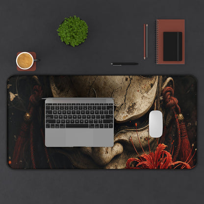 Oni Mask With Red Spider Lily - Sudoni Brand Gaming Desk Mat - Moikas