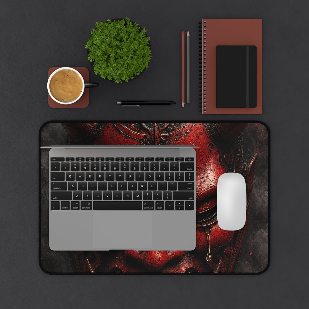 Oni Mask With Single Tear - Sudoni Brand Gaming Desk Mat - Moikas
