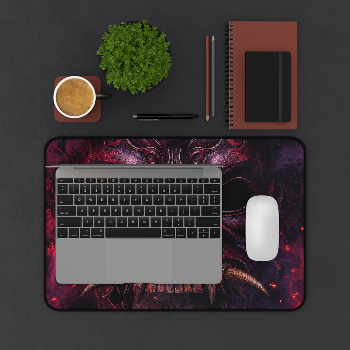 Oni Mask With Skull Beneath - Sudoni Brand Gaming Desk Mat - Moikas