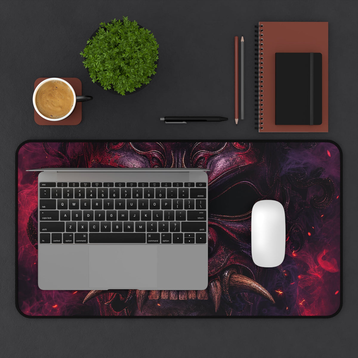 Oni Mask With Skull Beneath - Sudoni Brand Gaming Desk Mat - Moikas