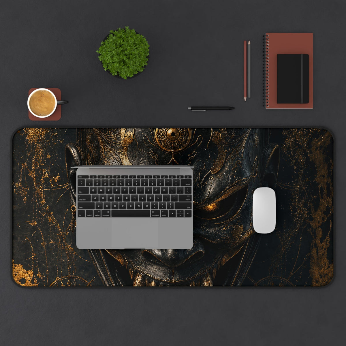Oni Mask With Spider Web - Sudoni Brand Gaming Desk Mat - Moikas
