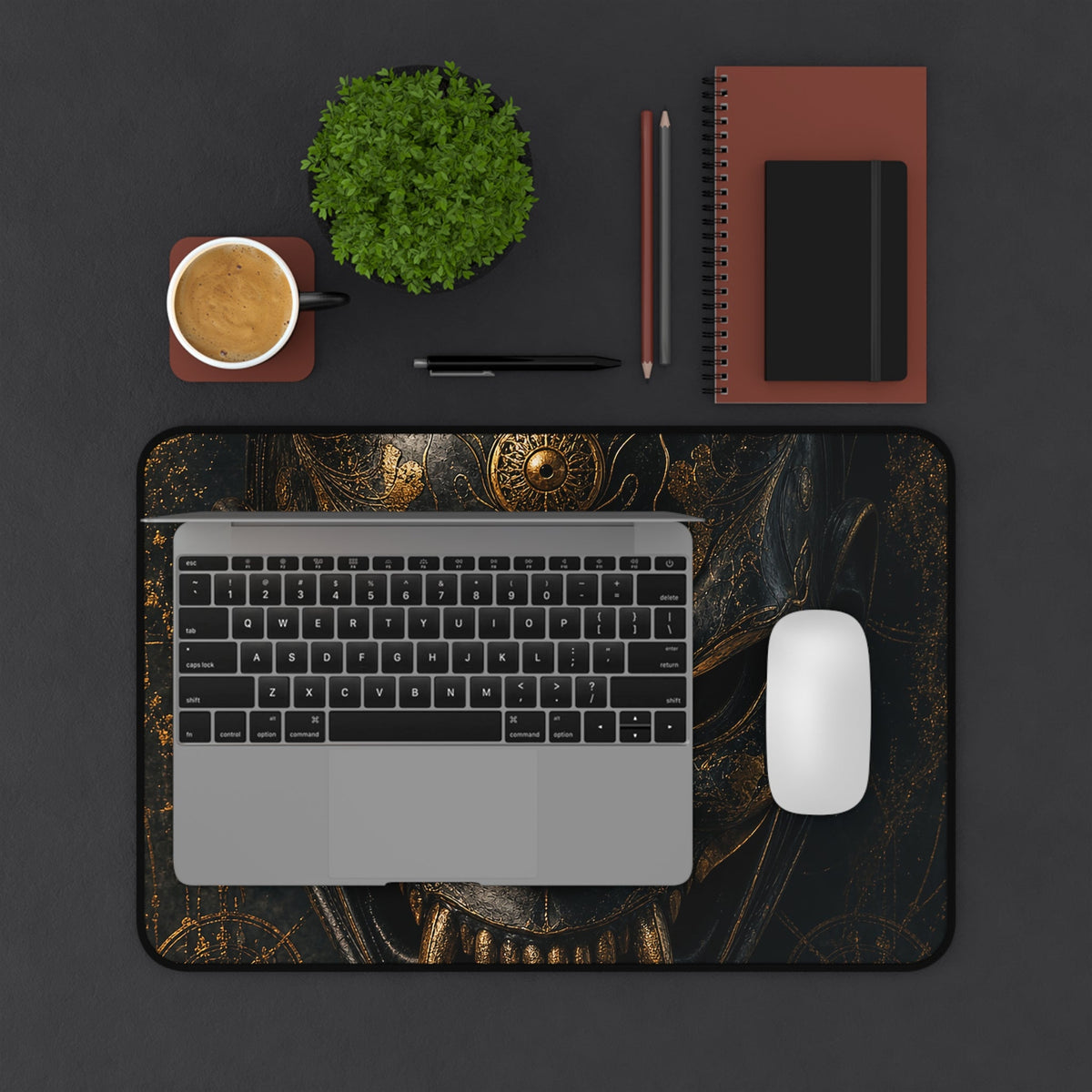 Oni Mask With Spider Web - Sudoni Brand Gaming Desk Mat - Moikas