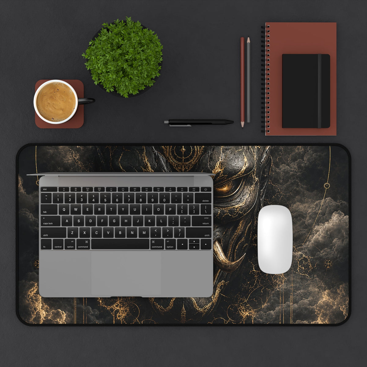 Oni Mask With Storm Clouds - Sudoni Brand Gaming Desk Mat - Moikas