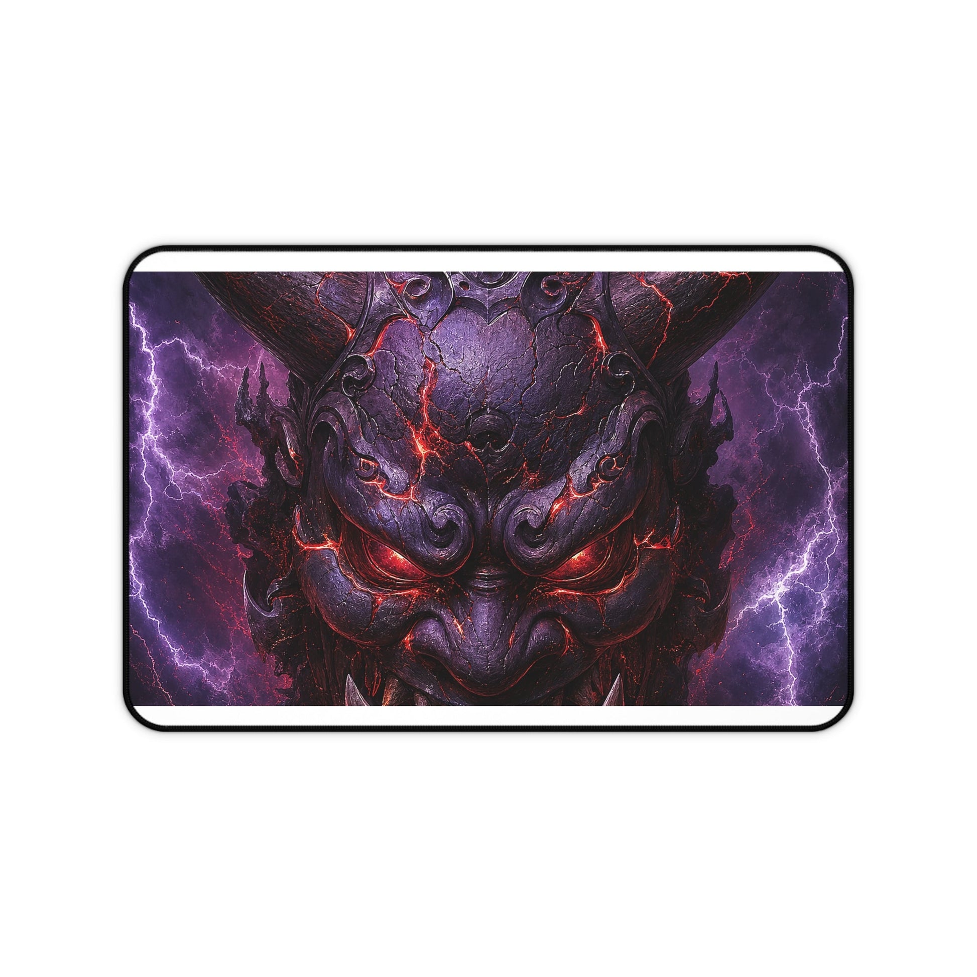 Oni Mask With Thunder And Lightning - Sudoni Brand Gaming Desk Mat - Moikas