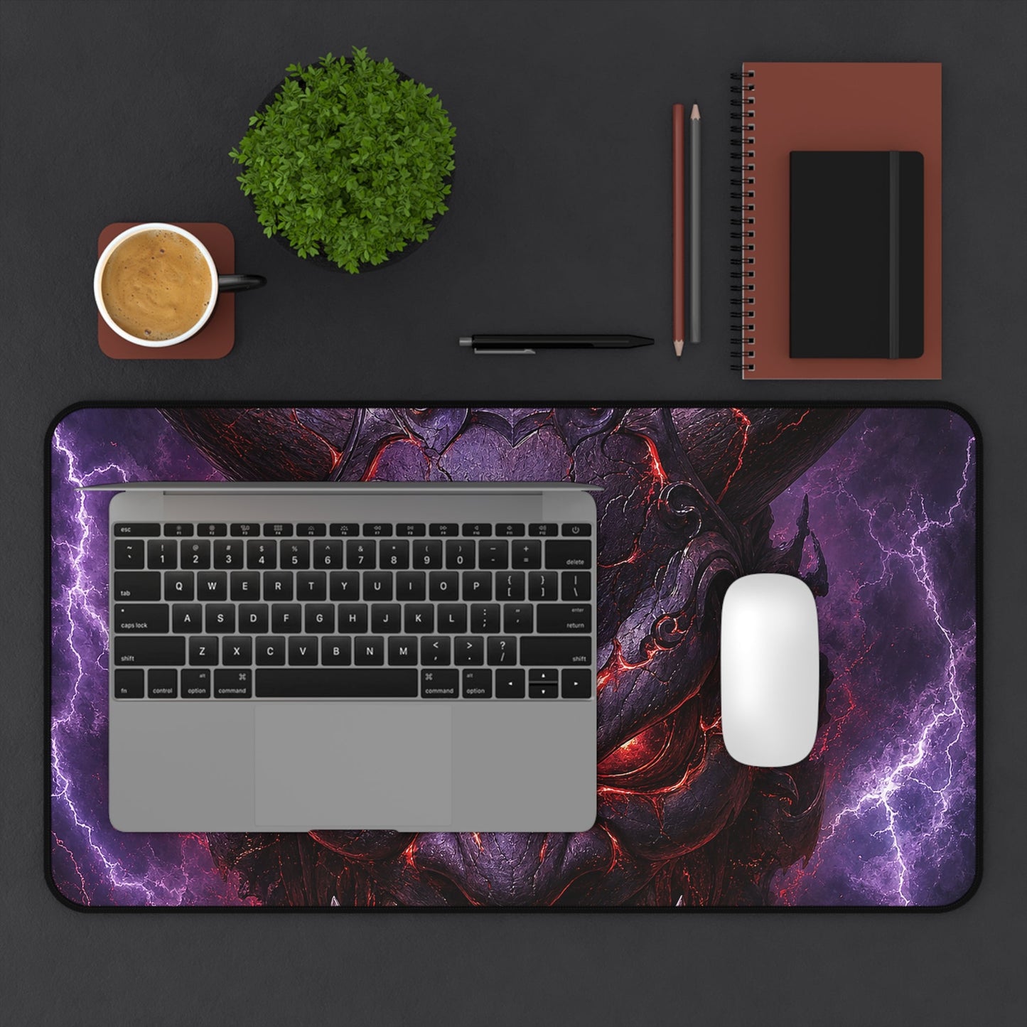 Oni Mask With Thunder And Lightning - Sudoni Brand Gaming Desk Mat - Moikas