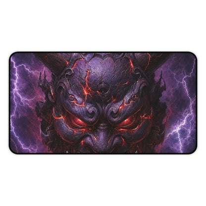 Oni Mask With Thunder And Lightning - Sudoni Brand Gaming Desk Mat - Moikas