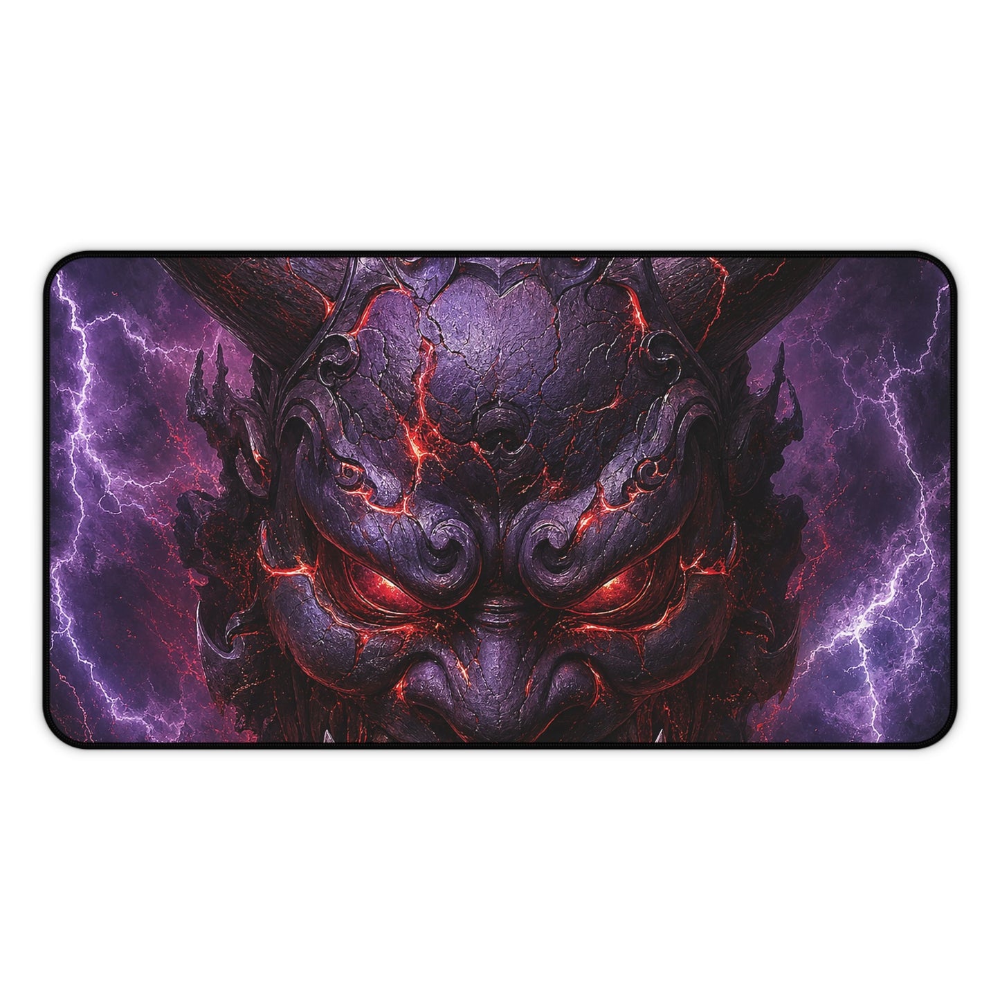 Oni Mask With Thunder And Lightning - Sudoni Brand Gaming Desk Mat - Moikas