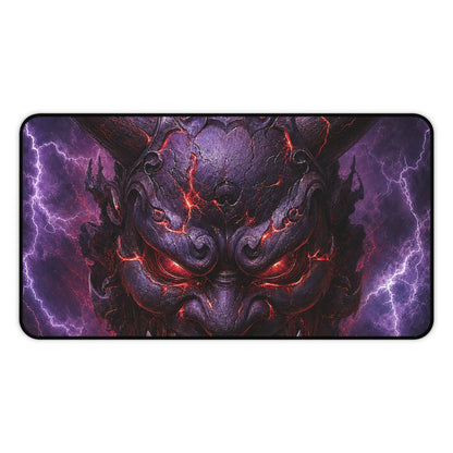 Oni Mask With Thunder And Lightning - Sudoni Brand Gaming Desk Mat - Moikas