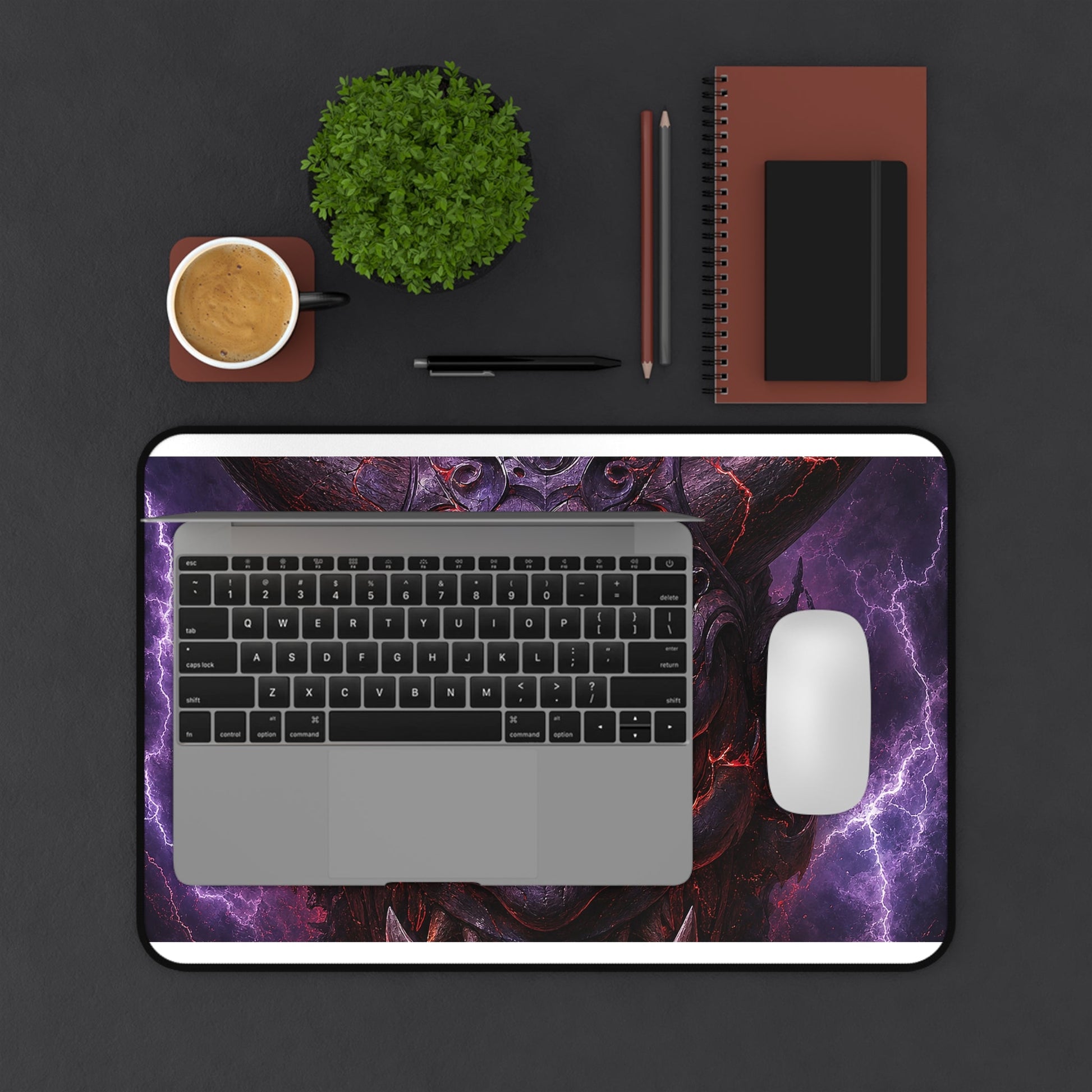 Oni Mask With Thunder And Lightning - Sudoni Brand Gaming Desk Mat - Moikas