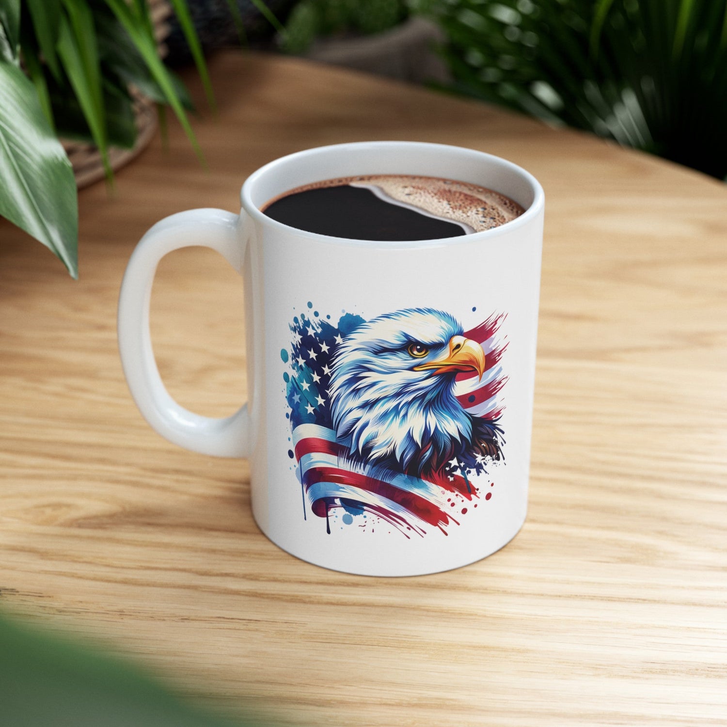 Patriotic Bald Eagle Mug | American Flag Mug | Eagle Mug | Patriotic Cup | Ceramic Mug | Coffee Cup | Gift for Veteran | Proud American Gift - Moikas