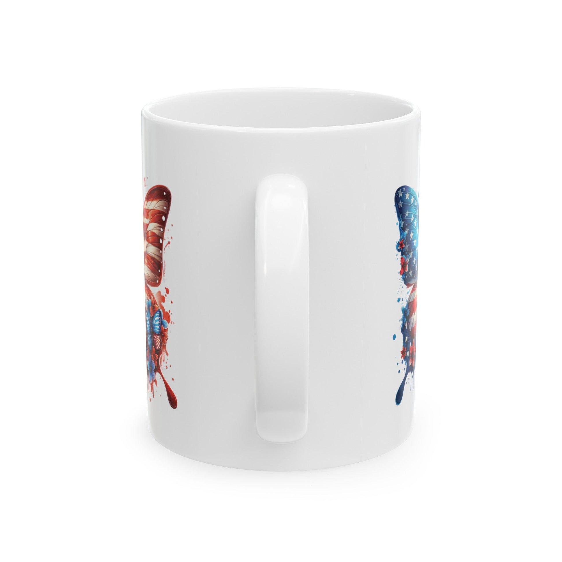 Patriotic Butterflies Mug | American Flag Mug | Butterfly Mug | Patriotic Cup | Ceramic Mug | Coffee Cup | Gift for Veteran | Proud American - Moikas