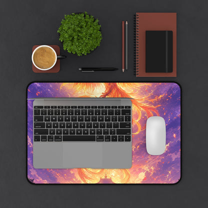 Phoenix Rising Over Temple - Anime Manga Gaming Desk Mat - Moikas
