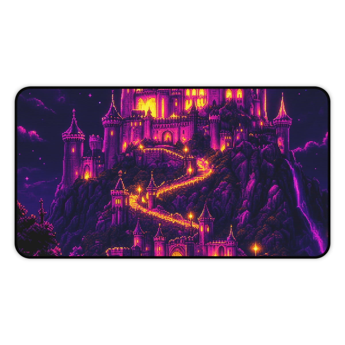 Pixel Art Castle On Hill - Gaming Culture Gaming Desk Mat - Moikas