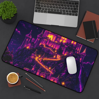 Pixel Art Castle On Hill - Gaming Culture Gaming Desk Mat - Moikas