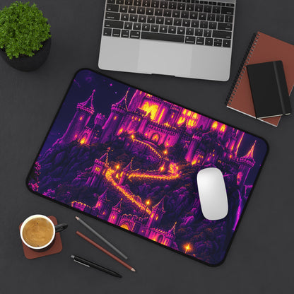 Pixel Art Castle On Hill - Gaming Culture Gaming Desk Mat - Moikas