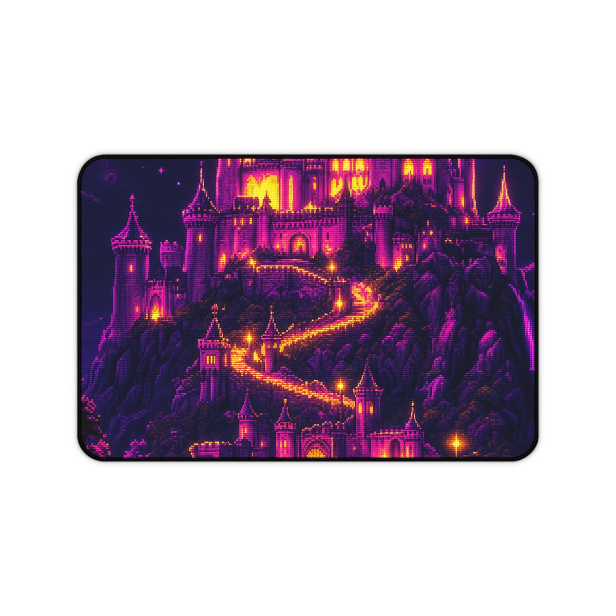 Pixel Art Castle On Hill - Gaming Culture Gaming Desk Mat - Moikas