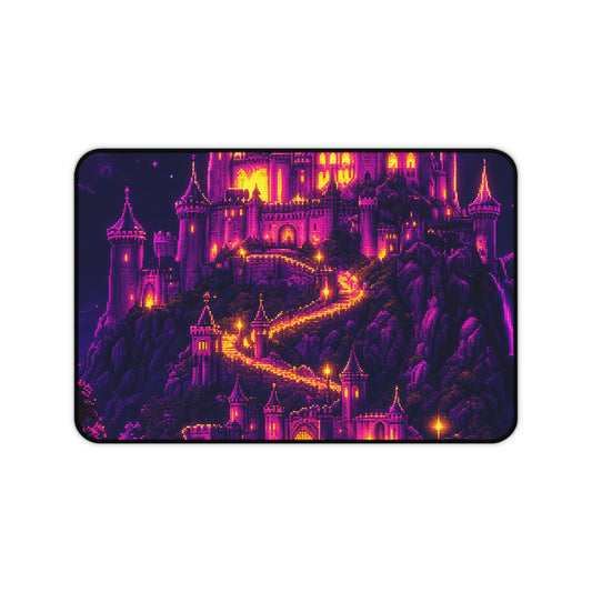Pixel Art Castle On Hill - Gaming Culture Gaming Desk Mat - Moikas